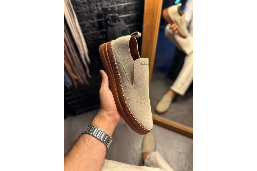 Shoecide Bağcıksız Mevsimlik Süet Ayakkabı 019 Vizon