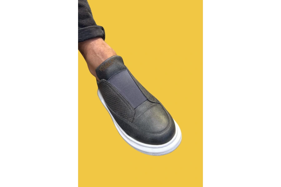 Shoecide Bağcıksız Rahat Taban Gri Erkek Sneakers Ayakkabı 911