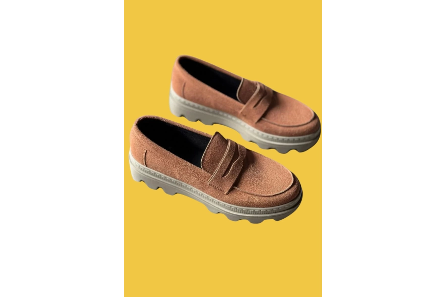 Shoecide Bağcıksız Rahat Yüksek Taban Taba Süet Erkek Loafer Klasik Ayakkabı 779