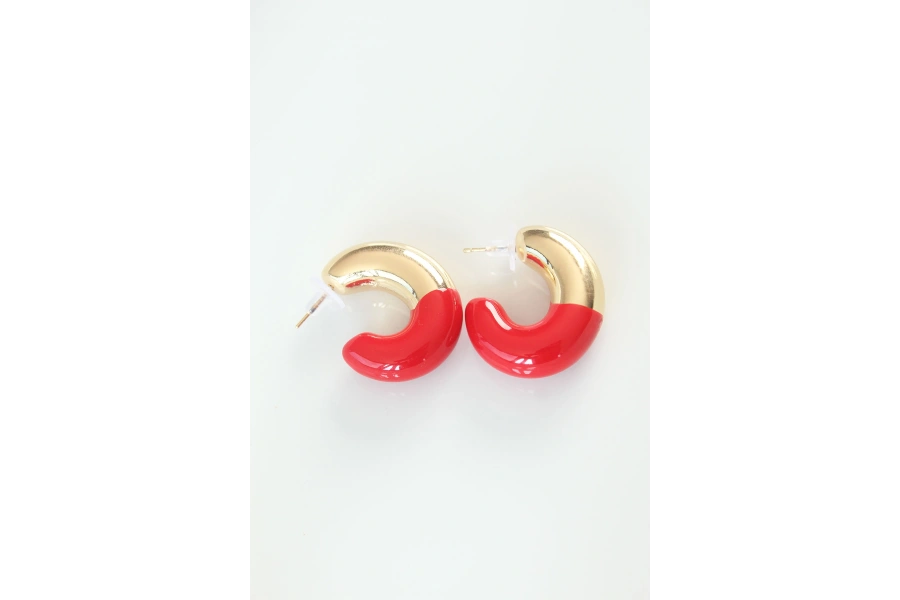Shoecide Ccb Kırmızı Gold Çift Renk Küpe