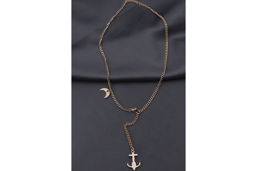 Shoecide Çelik Rose Renk Çapa Tasarımlı Kadın Kolye