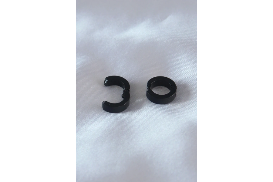 Shoecide Çelik Siyah Renk Sıkıştırmalı Erkek Küpe