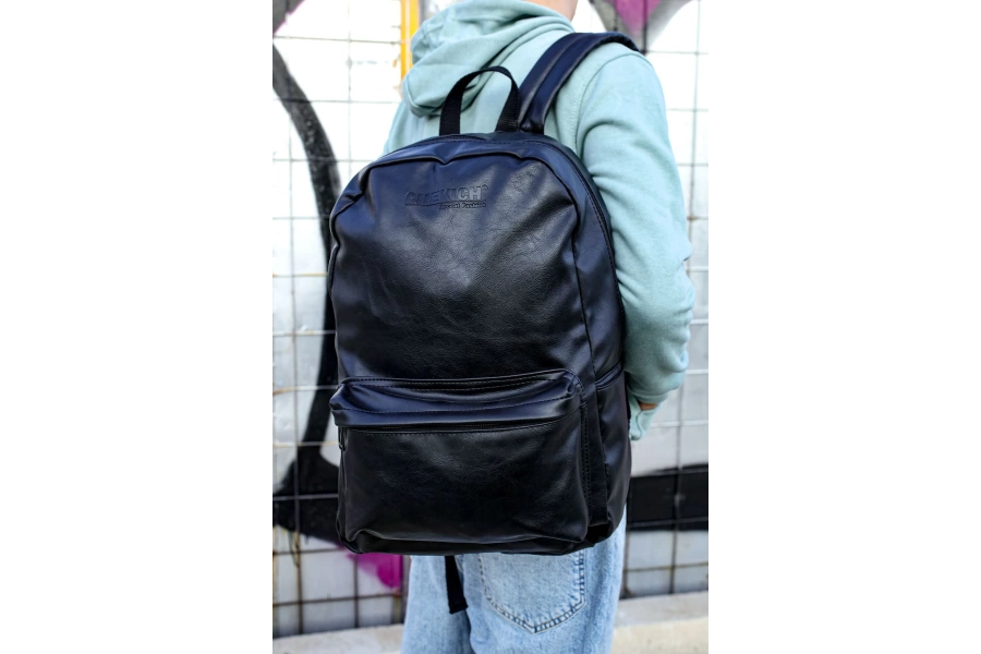 Shoecide SHOCNT006 Cilt Deri Erkek Sırt Çantası Sıyah