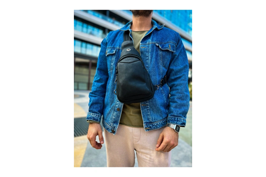 Shoecide Cnt008 - Cilt Deri Erkek Omuz Çantası Sıyah