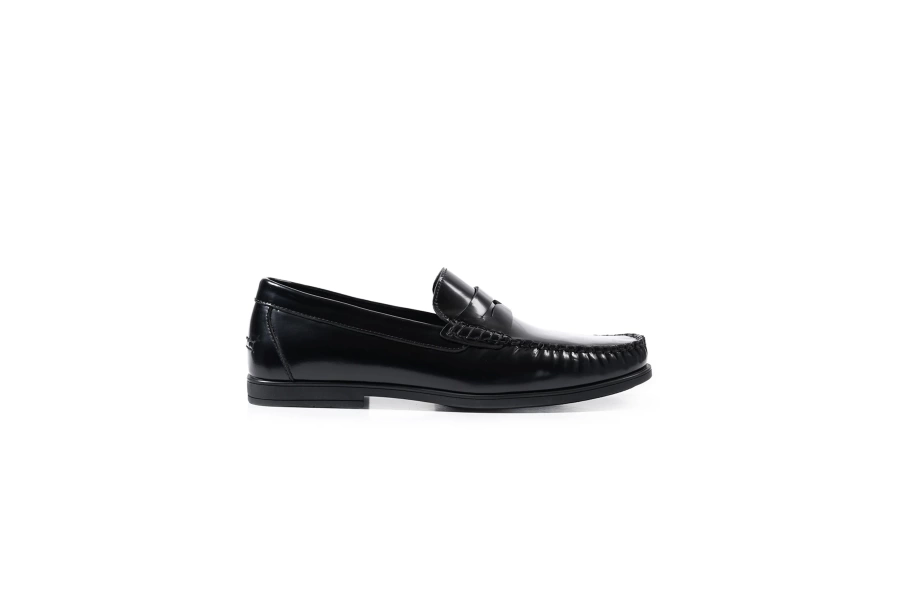 Shoecide Cordelion Siyah Açma Hakiki Deri Erkek Loafer Ayakkabı