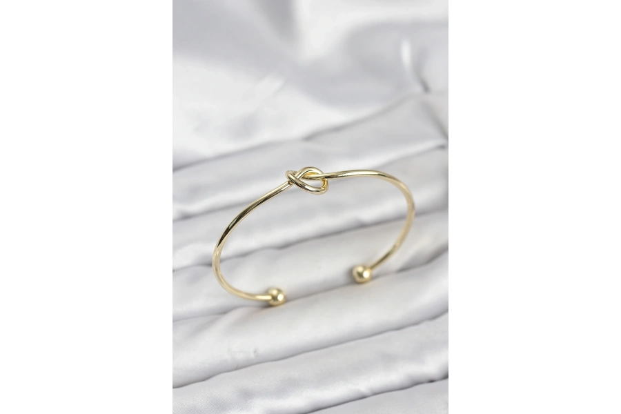 Shoecide Düğüm Model Pirinç Gold Renk Kadın Bileklik