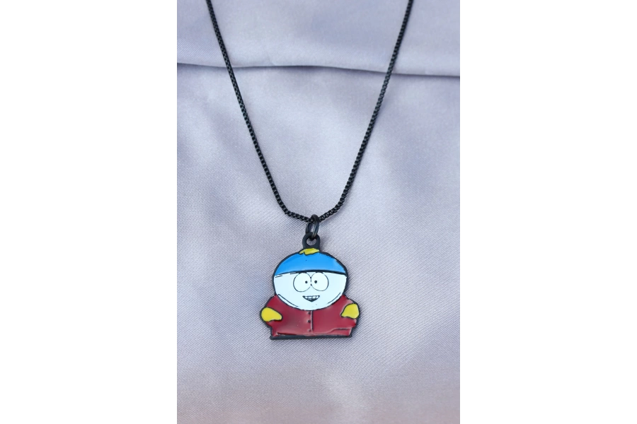 Shoecide Eric Cartman Tasarımlı Siyah Zincirli Erkek Kolye