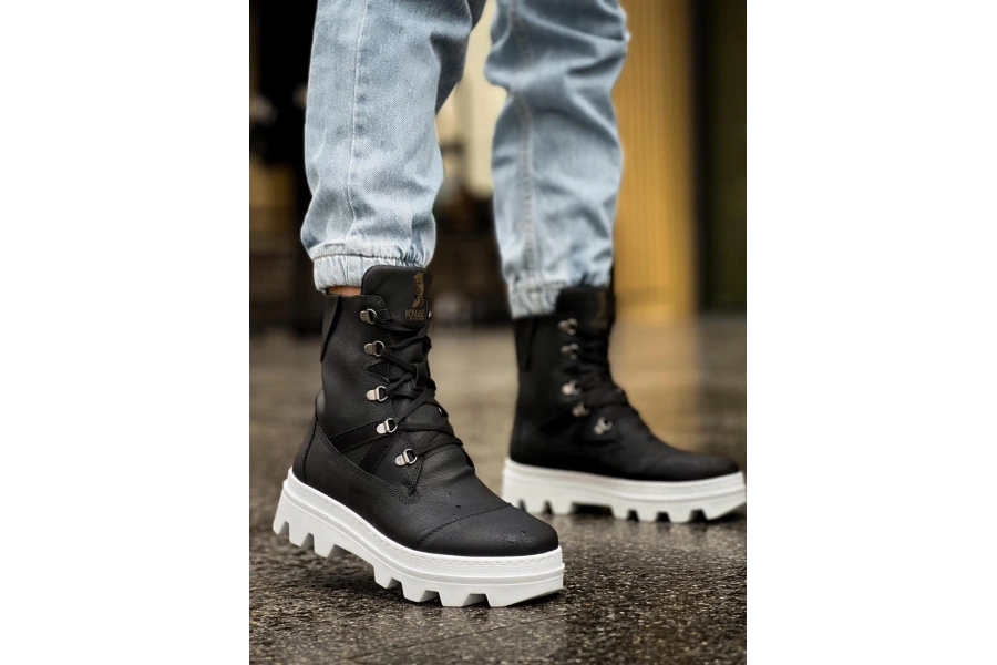 Shoecide Erkek Spor Bot B14 Siyah (beyaz Taban)