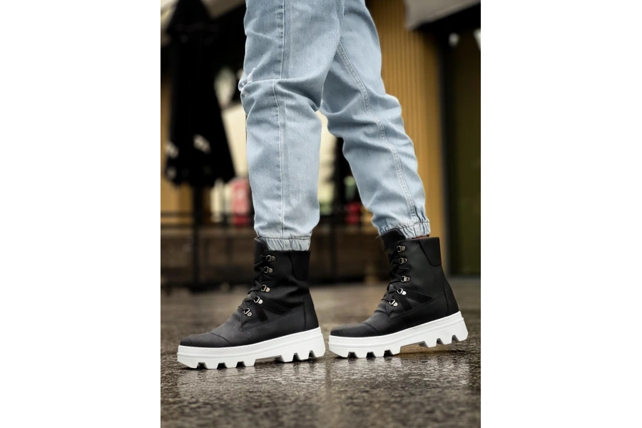 Shoecide Erkek Spor Bot B14 Siyah (beyaz Taban)