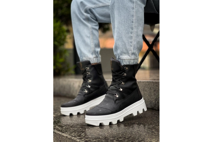 Shoecide Erkek Spor Bot B14 Siyah (beyaz Taban)