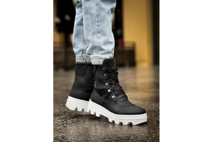 Shoecide Erkek Spor Bot B14 Siyah (beyaz Taban)