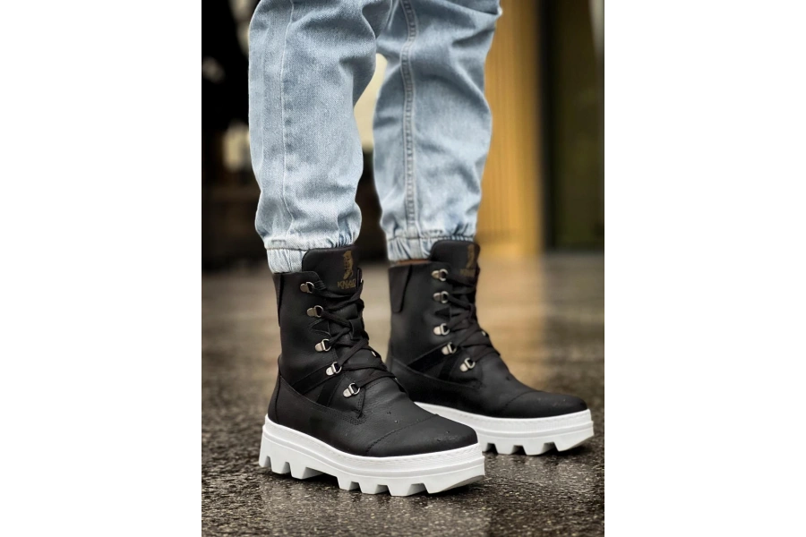 Shoecide Erkek Spor Bot B14 Siyah (beyaz Taban)