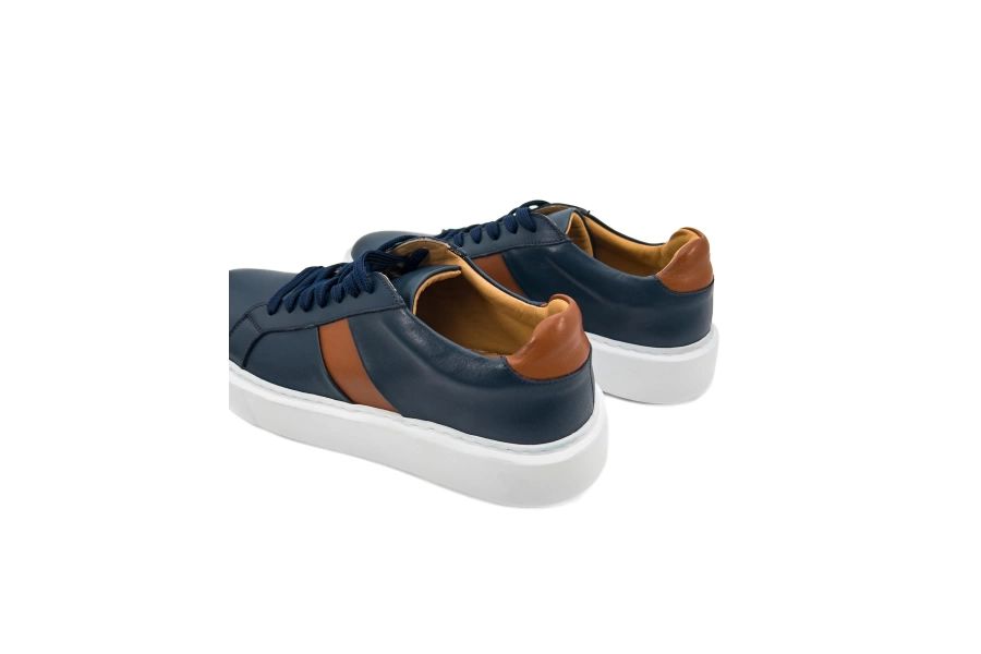 Shoecide Fazer Lacivert-kahve Hakiki Deri Erkek Spor (sneaker) Ayakkabı