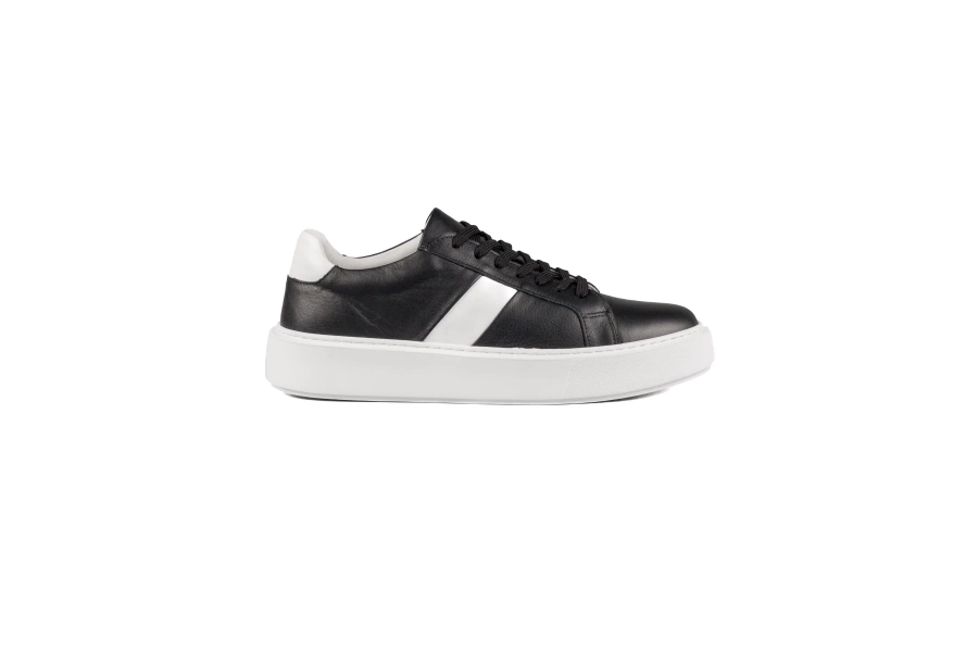 Shoecide Fazer Siyah-beyaz Hakiki Deri Beyaz Taban Erkek Spor (sneaker) Ayakkabı