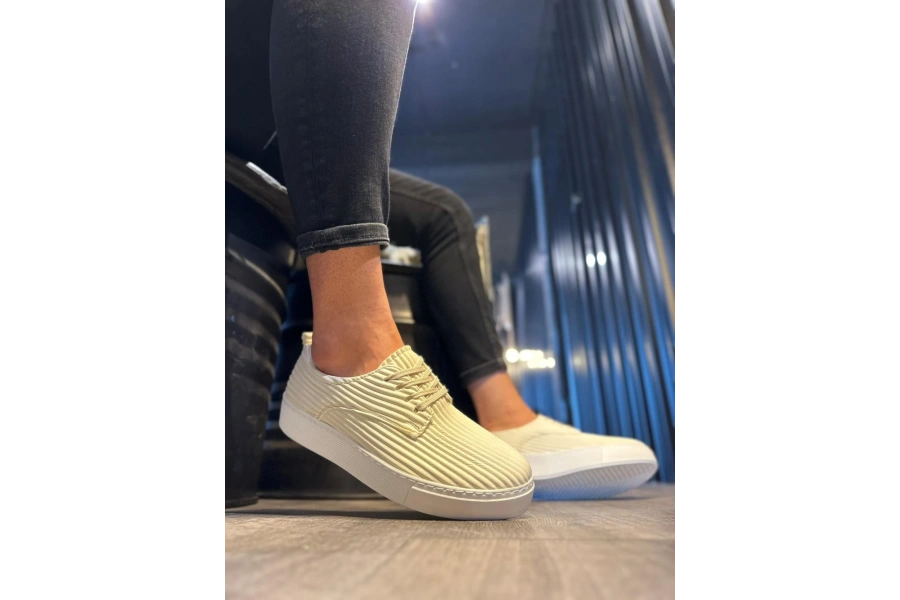 Shoecide Fitilli Desenli Günlük Ayakkabı 076 Beyaz