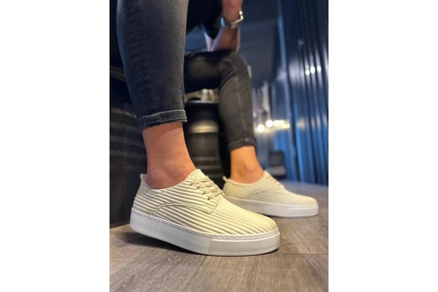 Shoecide Fitilli Desenli Günlük Ayakkabı 076 Beyaz