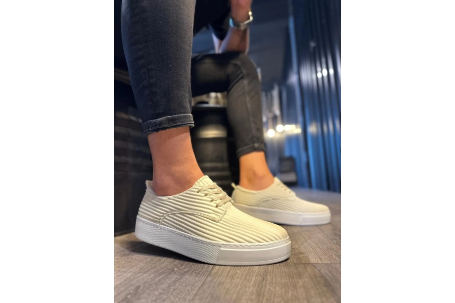 Shoecide Fitilli Desenli Günlük Ayakkabı 076 Beyaz