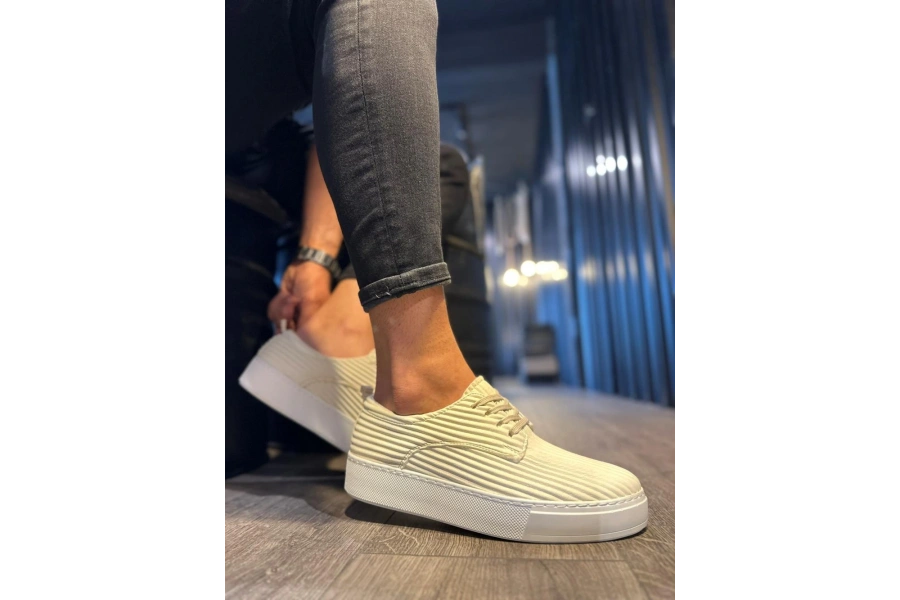 Shoecide Fitilli Desenli Günlük Ayakkabı 076 Beyaz