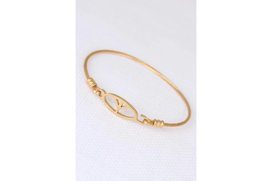 Shoecide Gold Metal Çelik Figürlü Erkek Kelepçe Bileklik