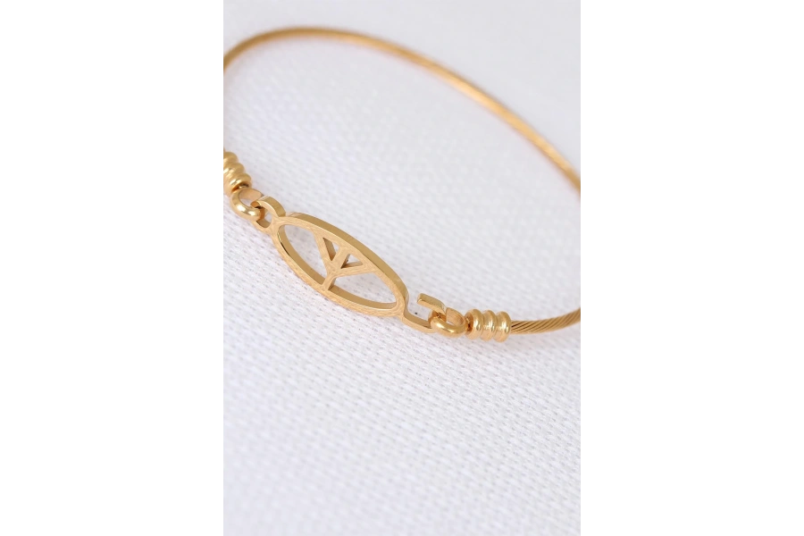 Shoecide Gold Metal Çelik Figürlü Erkek Kelepçe Bileklik