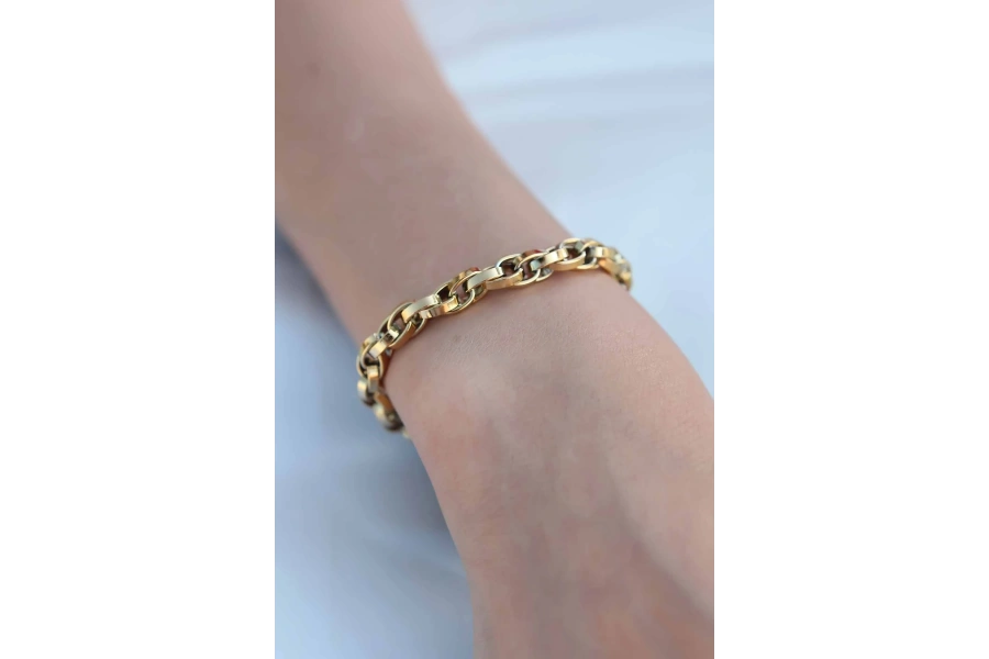 Shoecide Gold Renk Çelik Zincir Kadın Bileklik