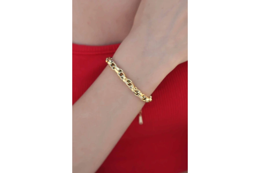 Shoecide Gold Renk Çelik Zincir Kadın Bileklik