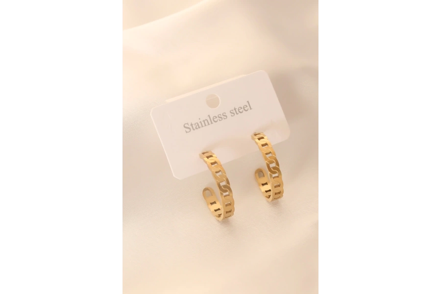 Shoecide Gold Renk Halka Çelik Kadın Küpe