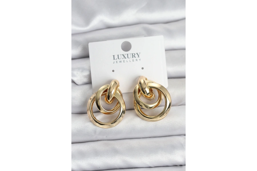 Shoecide Gold Renk Halka Model Pirinç Kadın Küpe