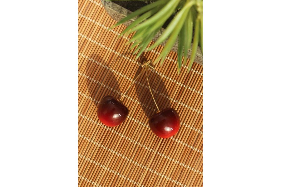 Shoecide Gold Renk Kiraz Model Kadın Küpe