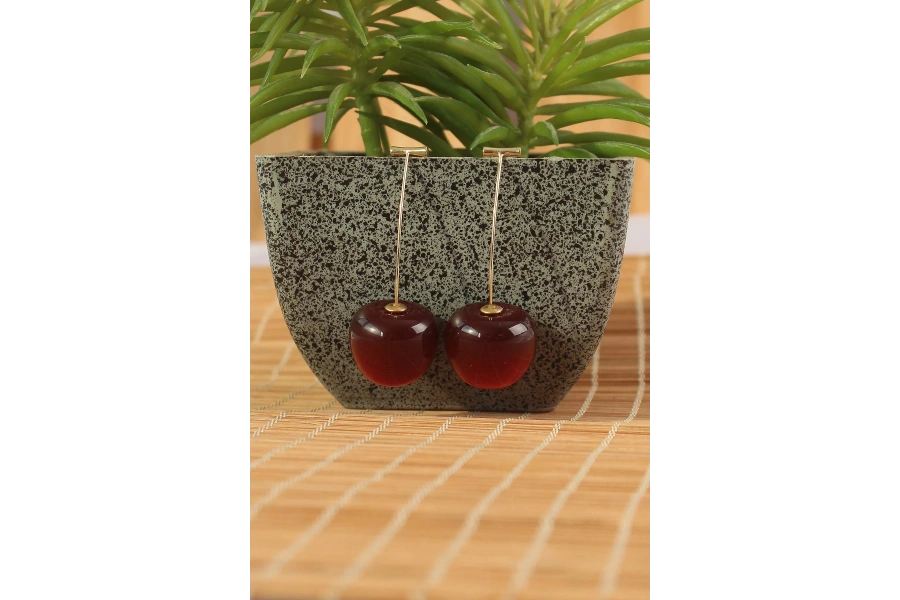 Shoecide Gold Renk Kiraz Model Kadın Küpe