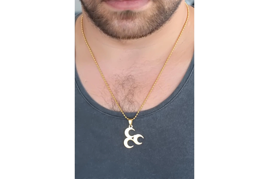 Shoecide Gold Renk Metal 3 Hilal Figürlü Erkek Kolye