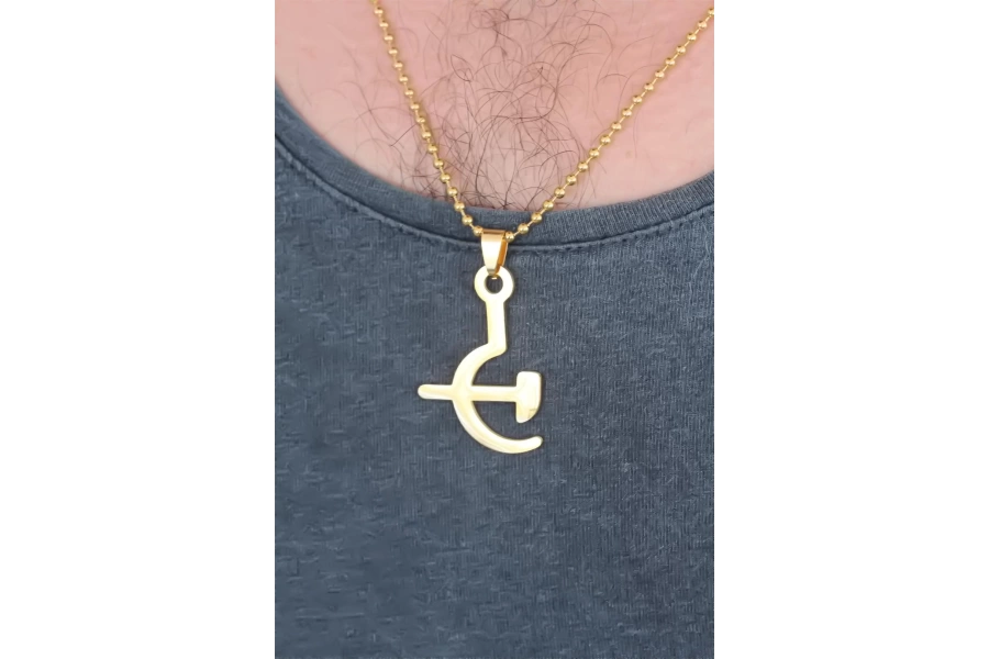 Shoecide Gold Renk Metal Orak Ve Balta Figürlü Erkek Kolye