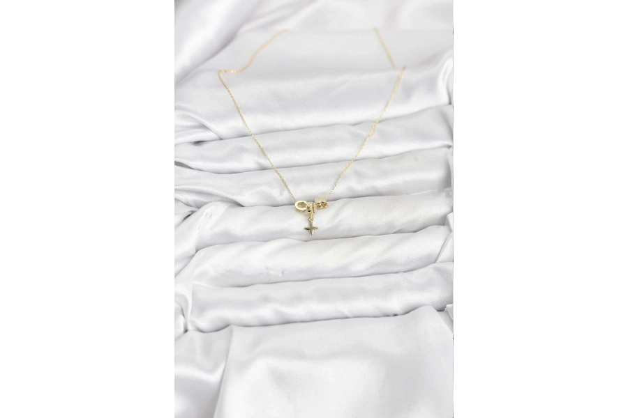 Shoecide Gold Renk Pirinç Minimal Charmlı Kadın Kolye