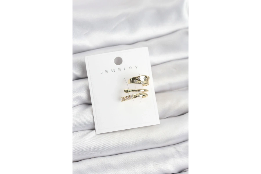 Shoecide Gold Renk Zirkon Taşlı Pirinç Kıkırdak Küpe