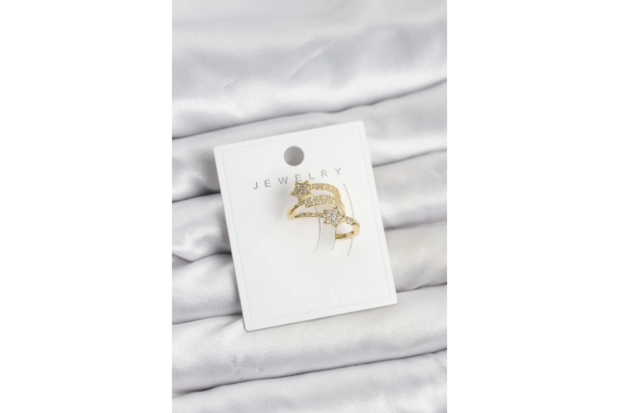 Shoecide Gold Renk Zirkon Taşlı Yıldız Model Kıkırdak Earcuff Küpe