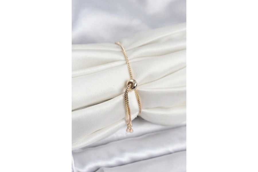 Shoecide Göz Model Zirkon Taşlı Gold Renk Asansörlü Su Yolu Bileklik