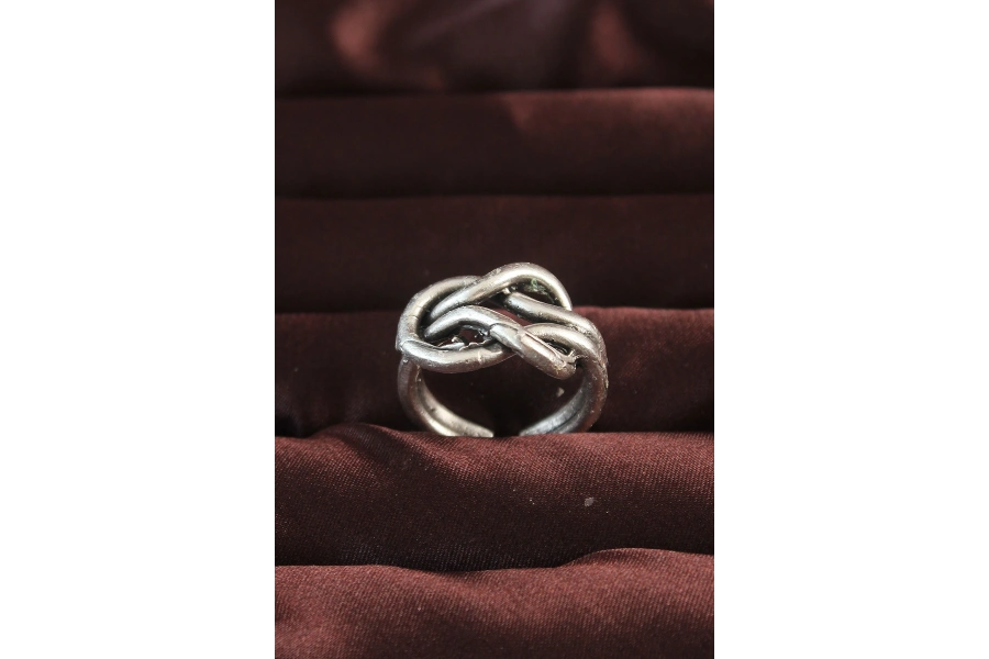 Shoecide Gümüş Renk Düğüm Model Ayarlamalı Erkek Yüzük