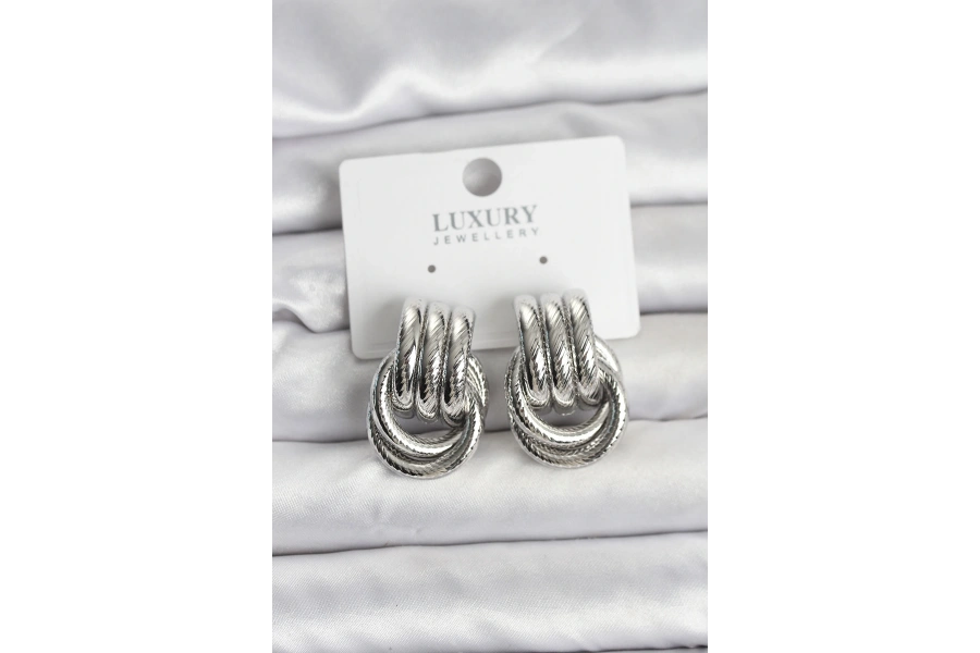 Shoecide Gümüş Renk Halka Modelli Pirinç Kadın Küpe