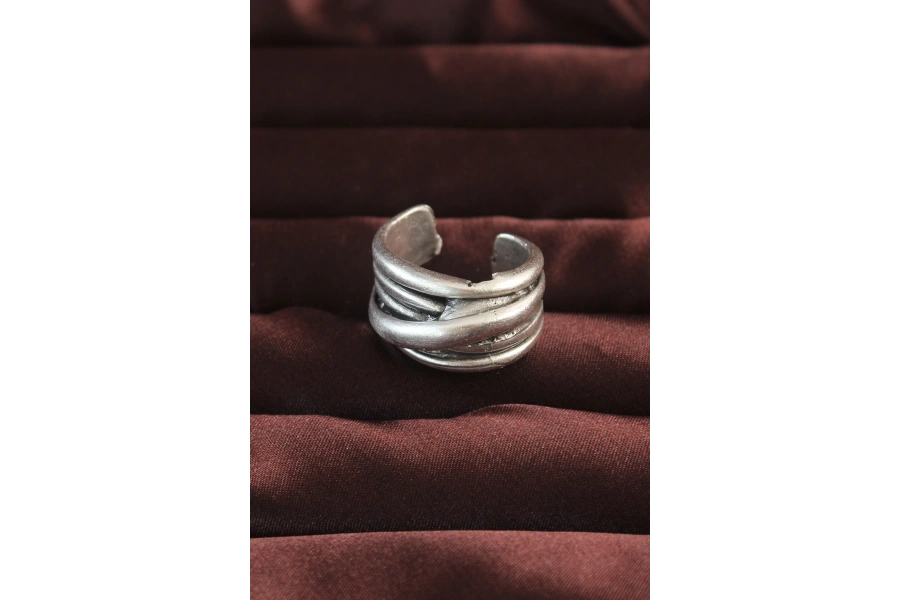 Shoecide Gümüş Renk Kaburga Model Ayarlamalı Erkek Yüzük