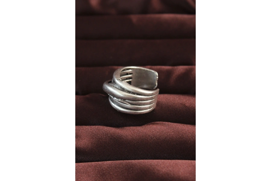 Shoecide Gümüş Renk Kaburga Model Ayarlamalı Erkek Yüzük