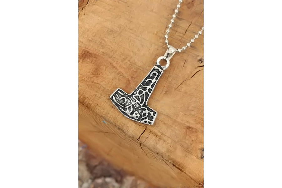 Shoecide Gümüş Renk Metal Aksesuarlı Top Zincirli Erkek Kolye