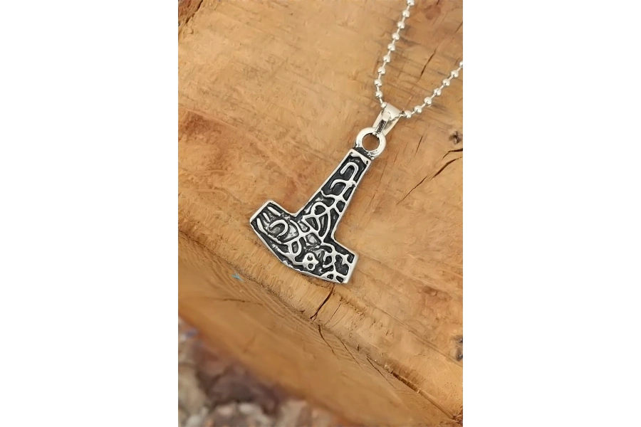 Shoecide Gümüş Renk Metal Aksesuarlı Top Zincirli Erkek Kolye
