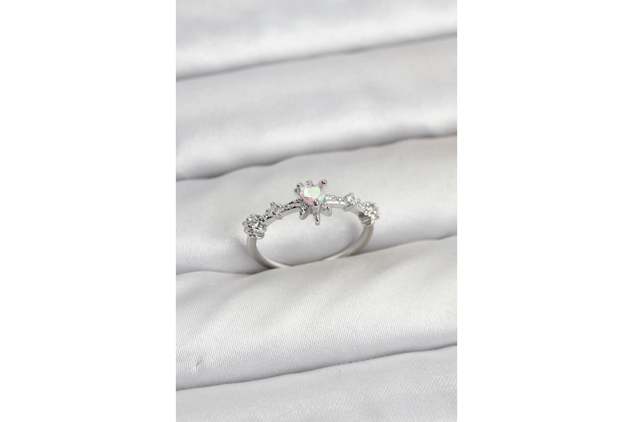 Shoecide Gümüş Renk Pirinç Yıldız Model Kadın Yüzük