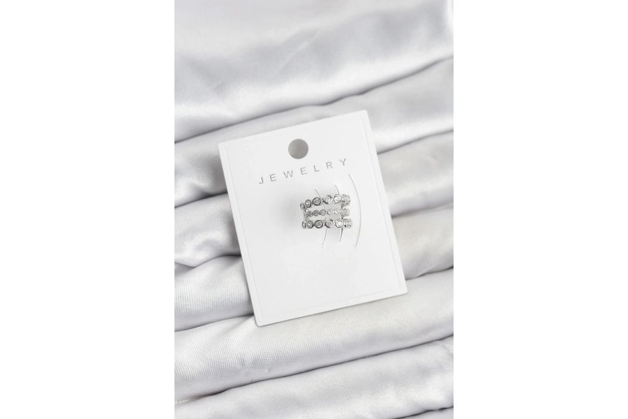 Shoecide Gümüş Renk Zirkon Taşlı Pirinç Kıkırdak Earcuff Küpe