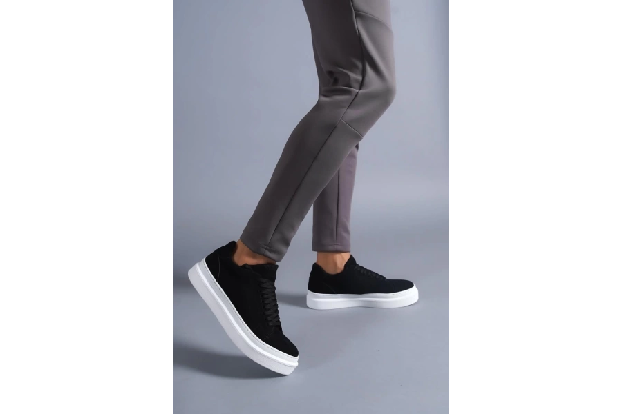 Shoecide Günlük Ayakkabı 421 Siyah Süet (beyaz Taban)
