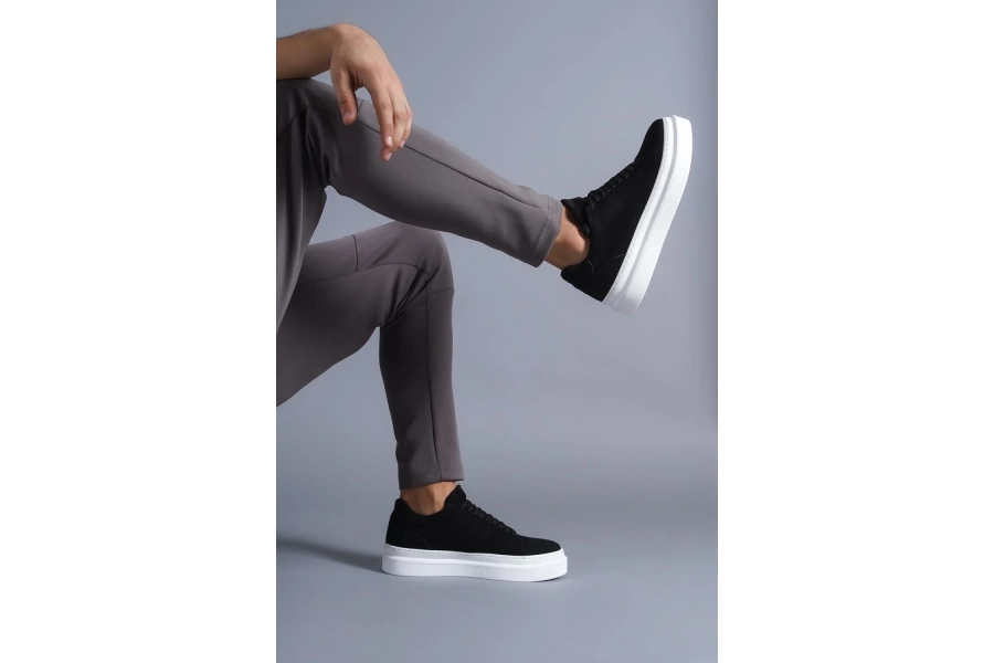 Shoecide Günlük Ayakkabı 421 Siyah Süet (beyaz Taban)