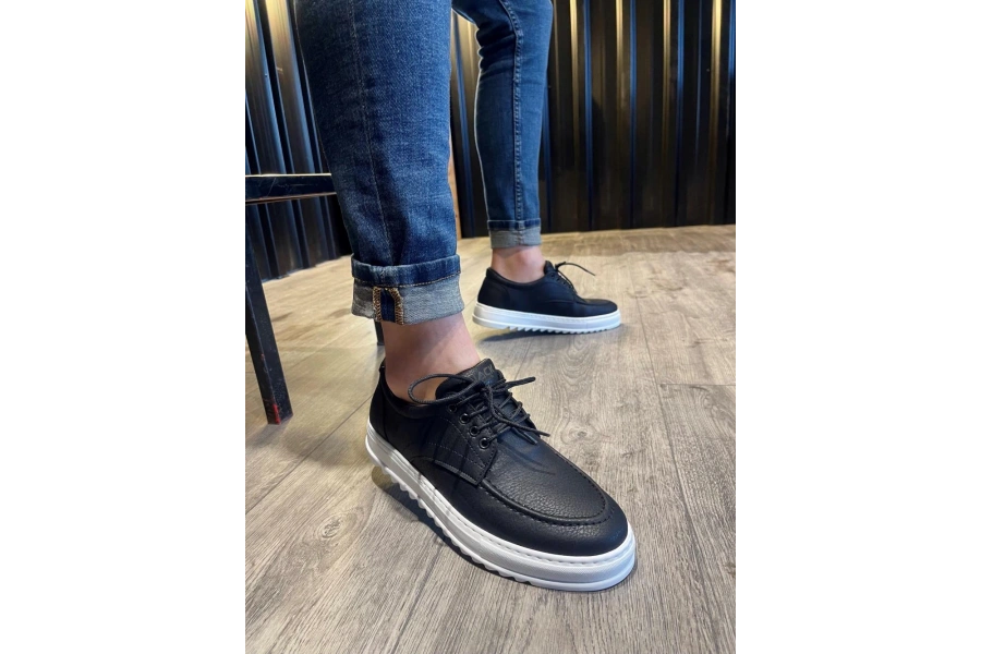 Shoecide Günlük Ayakkabı T12 Siyah (beyaz Taban)