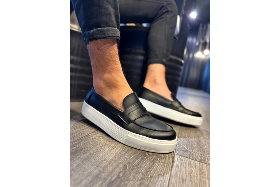 Shoecide Günlük Klasik Ayakkabı 400 Siyah (beyaz Taban)