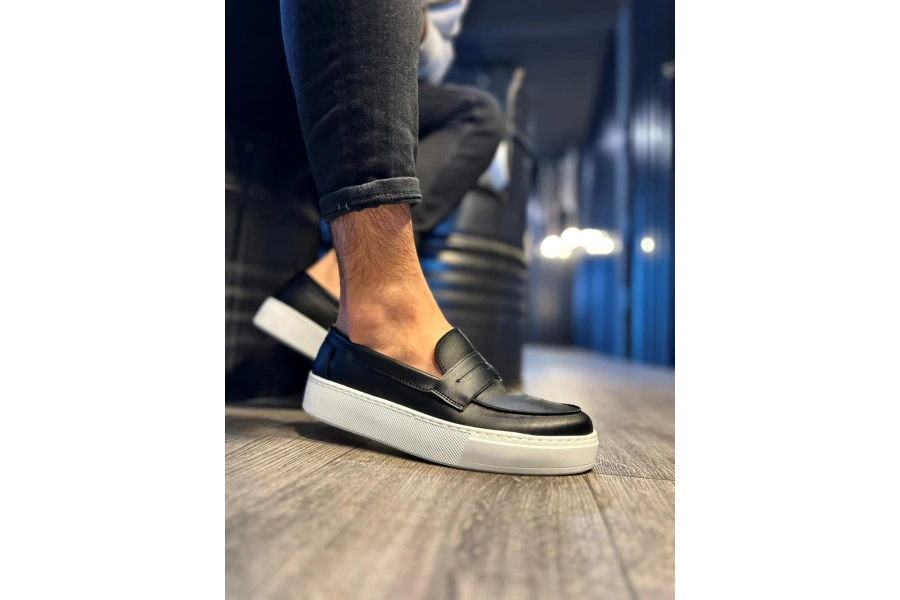 Shoecide Günlük Klasik Ayakkabı 400 Siyah (beyaz Taban)