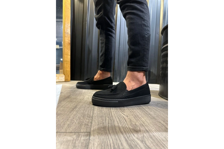 Shoecide Günlük Spor Klasik Ayakkabı 717 Siyah Süet (siyah Taban)